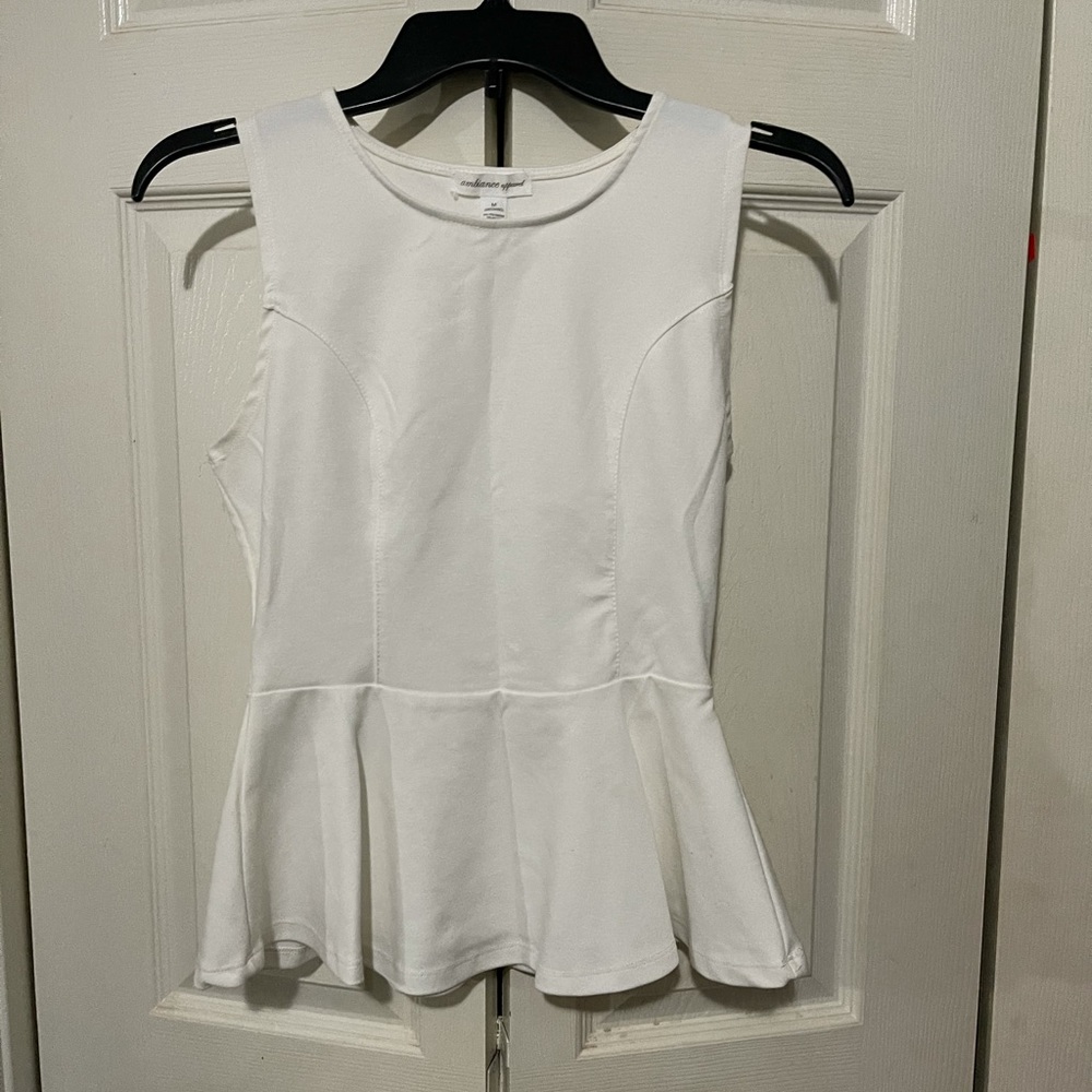 Ambiance Apparel White Top with Ruffle Bottom